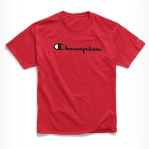Champion men's Classic Graphic T-Shirt, Script Logo red size M,L
